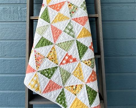 Spring Pinwheels Baby Quiltcoral Yellow Green Quiltbaby Blanket