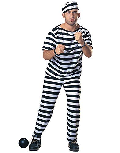 Hde Mens Vintage Old Fashioned Prisoner Convict Halloween Costume