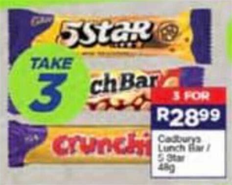 Cadbury Lunch Bar 5 Star3 X 48g Offer At Super Save