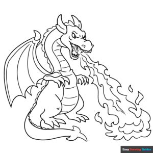 Fire Breathing Dragon Coloring Page | Easy Drawing Guides