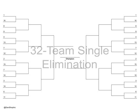 32 Team Single Elimination Playoff Brackets Etsy