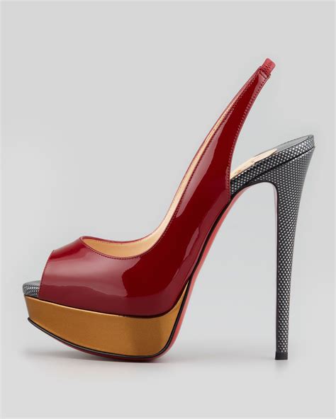 Christian Louboutin Lady Peep Toe Patent Platform Pump Red Christian Louboutin Shoes