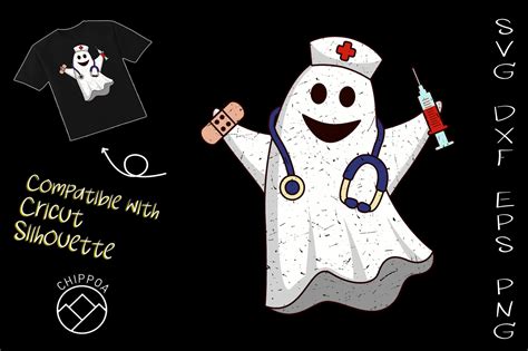 Nurse Ghost Scrub Top Halloween Costume By Chippoadesign Thehungryjpeg