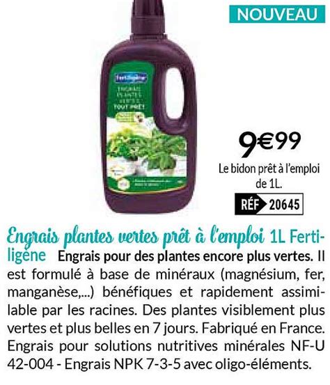 Promo Engrais Plantes Vertes Pr T L Emploi L Fertilig Ne Chez