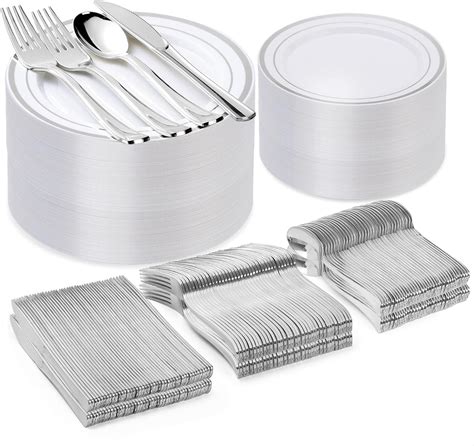 Amazon Bestvip Pcs Silver Plastic Plate Set Guests