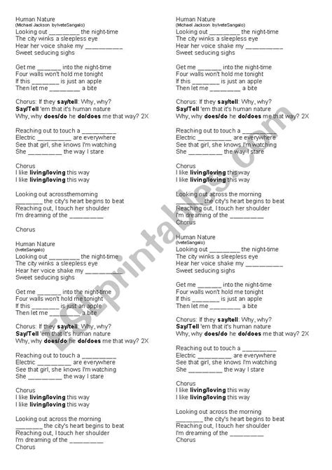 Human nature - song - ESL worksheet by Manu.cp.01