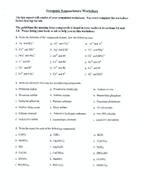 Pdf Chem Lab Worksheet Inorganic Nomenclature Carl Domingo