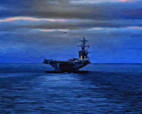 Aircraft Carrier Painting by Michael Pickett