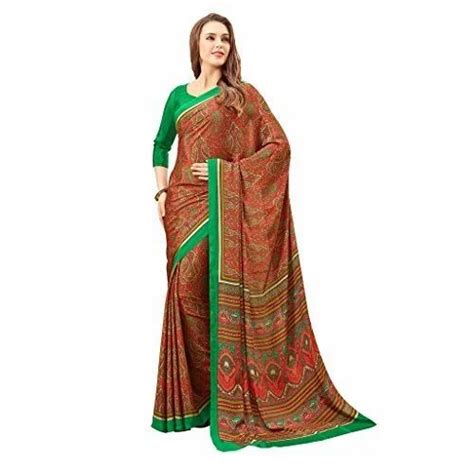 Multicolor 6 3 Meter Printed Crepe Silk Saree At Rs 2500 In Bengaluru