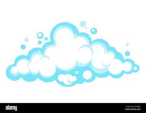 Cartoon Soap Foam With Bubbles Light Blue Suds Of Bath Shampoo Shaving Mousse Vector