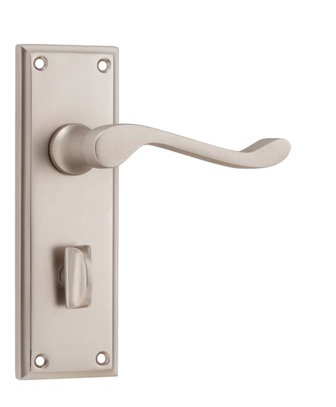 Camden Lever Long Backplate Privacy Satin Nickel Tradco