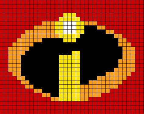 The Incredibles Logo Pixel Art | Cross stitch tree, Pixel art pattern, Animal cross stitch patterns