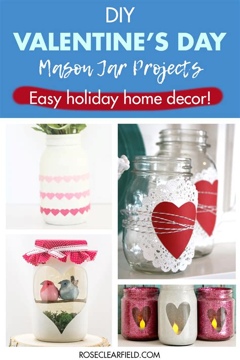 DIY Valentine S Day Mason Jar Decor Rose Clearfield