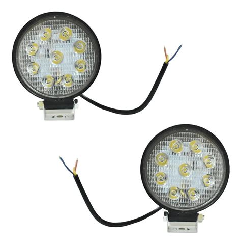 Par Faros 9 Hiper Led Malubero Color Negro Redondo Auxiliar Con Estrobo