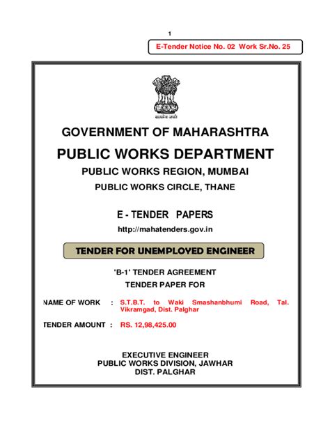 Fillable Online Mahapwd Tenders And Maharashtra E Tender Pwd Fax Email