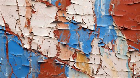 Peeling Paint On A Weathered Wall Revealing The Layers Of History