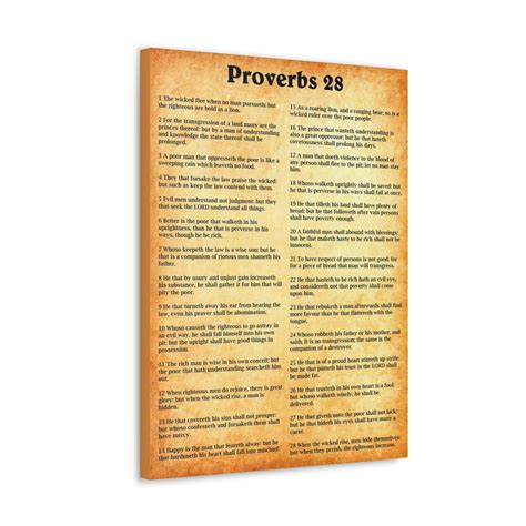 Scripture Walls Proverbs Chapter 28 Gold Bible Canvas Christian Wall