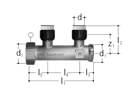 JRG Sanipex MT Verteiler 2 Fach Rotguss D 16 Mm Zoll 1 Inch 4640 216