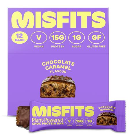 Buy Misfits Vegan Protein Bar Chocolate Caramel Bar Based Chocolate Protein Bars High Protein