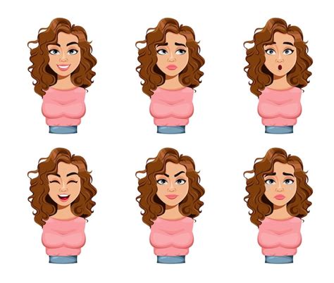 Premium Vector Face Expressions Of Beautiful Woman