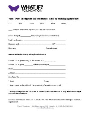 Fillable Online Printable Donation Form What If Foundation Fax Email