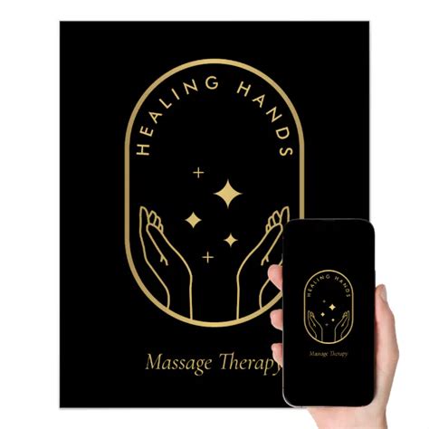 Modern Healing Hands Massage Gold Logo Download Poster Zazzle