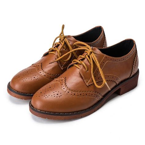 Lovskoo 2024 Women's Dress Leather Shoes Classic Oxfords Lace Up ...