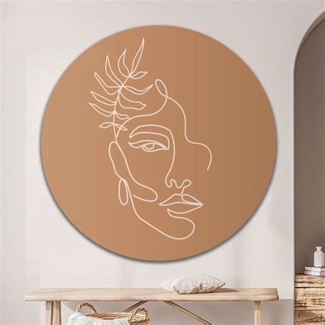 Muurcirkel Line Art Face Brown Wallz Forex Cm Inclusief