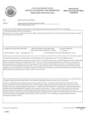 Fillable Online Notice Of Request For Exemption From Spo Hawaii