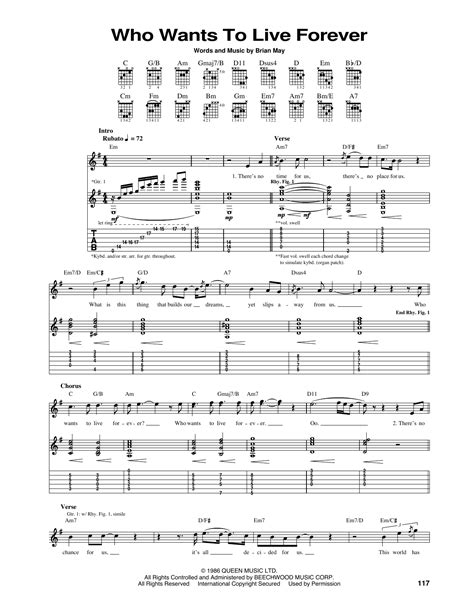 Who Wants To Live Forever By Queen Sheet Music For Guitar Tab At Sheet