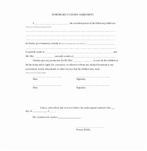 Sole Custody Agreement Template Stcharleschill Template