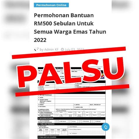 Permohonan Online Bantuan Rm Warga Emas Palsu K Komm Kosmo Digital