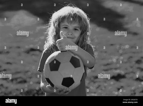 Kid Playing Soccer Happy Child Enjoying Sports Football Game Kids