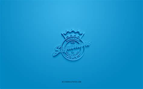 Download wallpapers Chicoutimi Sagueneens, creative 3D logo, blue background, QMJHL, Canadian ...