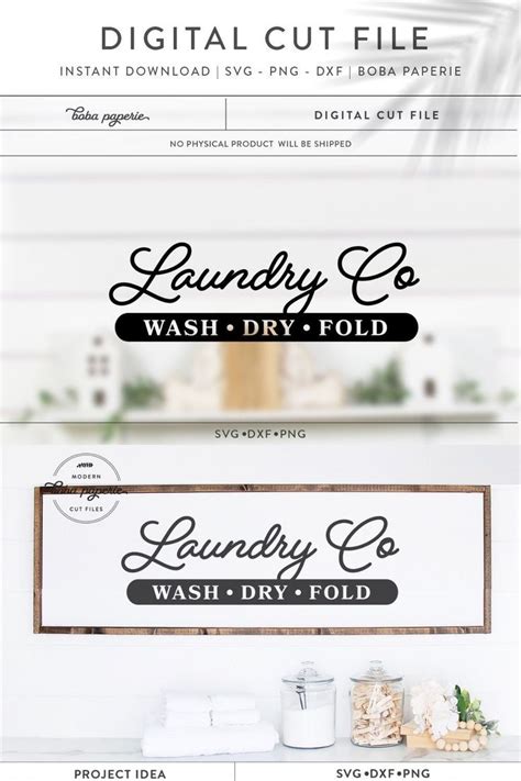 The Laundry Co Wash Dry Fold Sign Is Shown In Black And White With