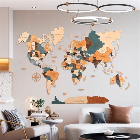 Large Wooden World Map Wall Art with Pin Markers Thailand | Ubuy