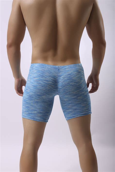 Brand Fashion Men Long Boxer Shorts Loose Sexy U Convex Design