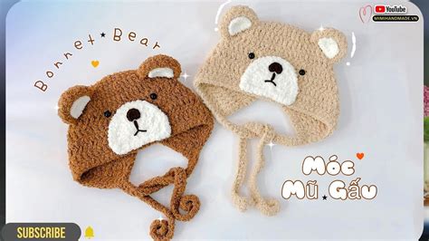 Crochet Bear Hat Tutorial 🐻 Móc Mũ Gấu Đơn Giản Từ Len Bông Xù Size Sơ ...