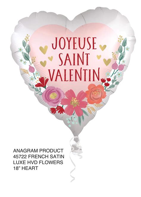 Ballon En Aluminium Satin Coeur Fran Ais Joyeuse Saint Valentin Rose