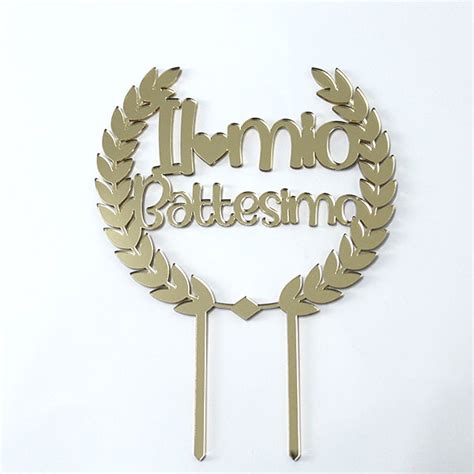 Cake Topper In Plexiglass Battesimo Palme Impression