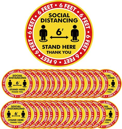 30 Pack Social Distancing Floor Decal Stickers 8 Round