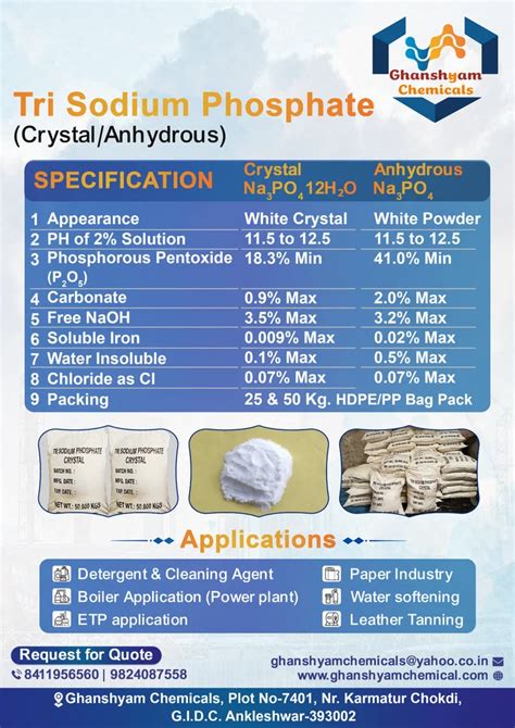 Trisodium Phosphate Trisodium Phosphate Crystal Anhydrous Tsp