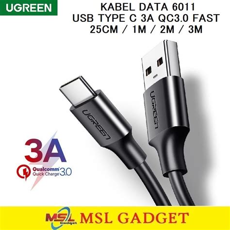 Jual UGREEN Kabel Data USB Type C QC3 0 Fast Charging Panjang Pendek 25