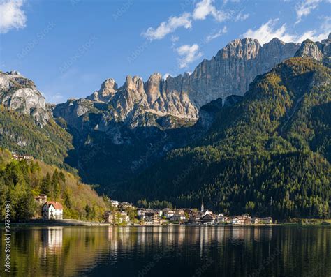 Alleghe At Lago Di Alleghe Under The Peak Of Civetta An Icon Of The