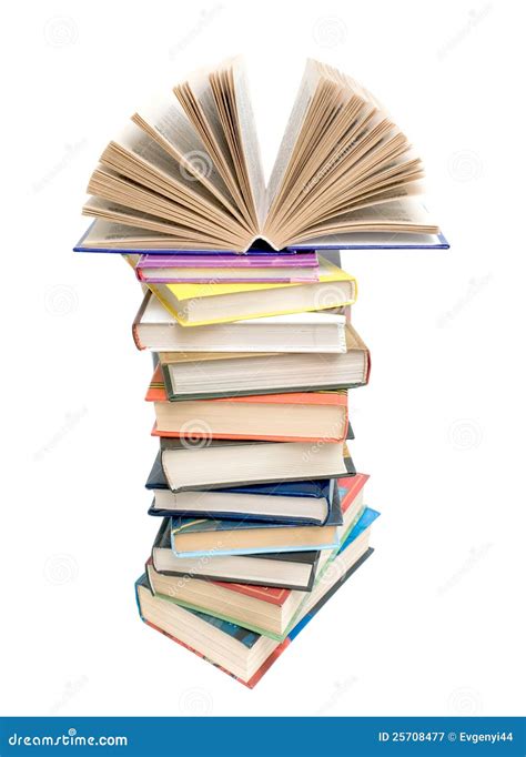 Open Book On A Pile Of Books On A White Background Stock Image Image