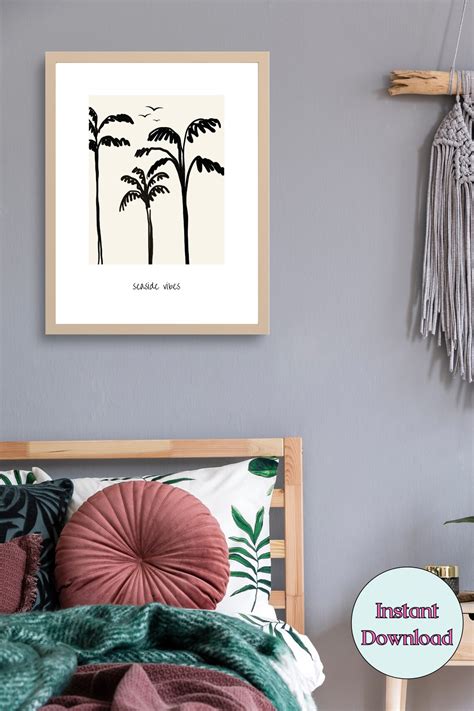 Palm Tree Art Print Black and White Palm Tree Wall Art - Etsy