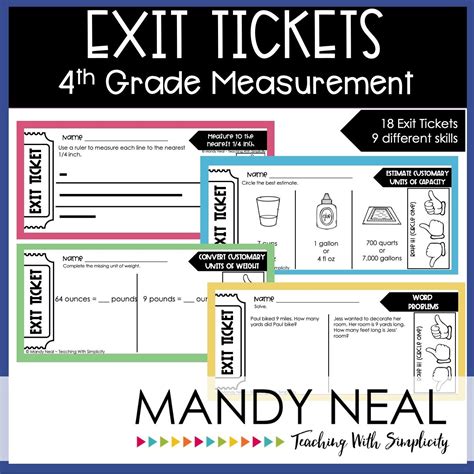 Fourth Grade Measurement Exit Tickets Printable