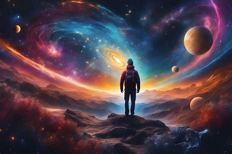 Premium Ai Image A Man Takes The Center Of The Universe Unraveling