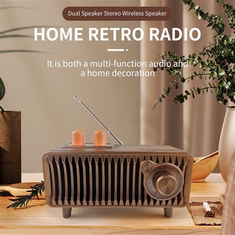 Cyboris Retro Bluetooth Speaker Vintage Radio Walnut Wood Rotary Fm