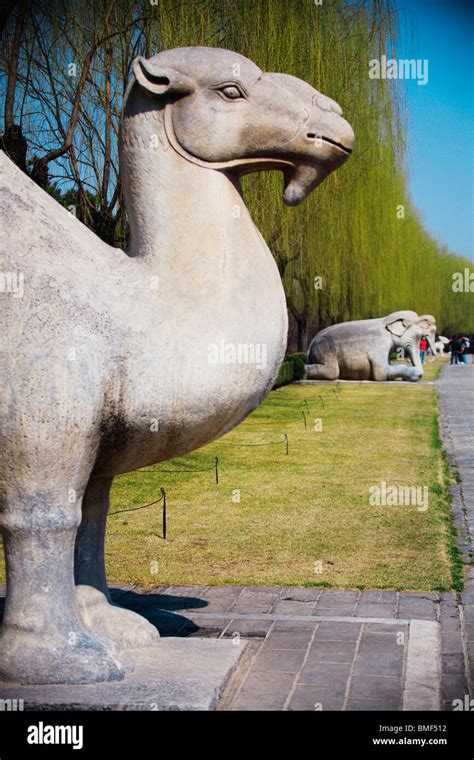 Sacred Way With Stone Statues Ming Dynasty Tombs Beijing China Stock